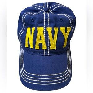 NAVY 5 Military Branch Mascots Baseball Cap Hat Blue with White Stitching adjust